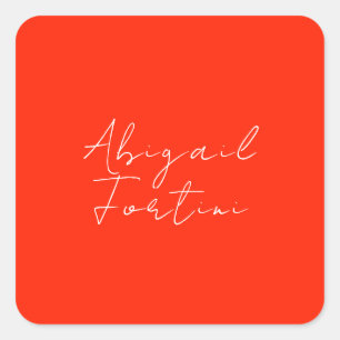 Professional minimalist red white modern square sticker