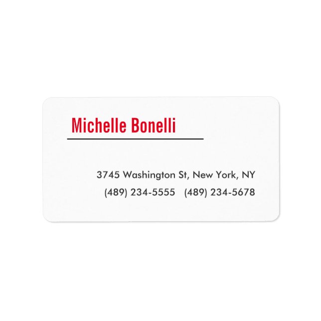 Professional Minimalist Simple White Modern Plain Label (Front)