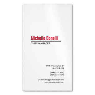 Professional Minimalist Simple White Modern Plain Magnetic Business Card