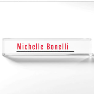 Professional Minimalist Simple White Modern Plain Nameplate