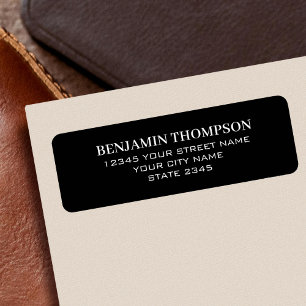 Professional Minimalist Sleek Black Return Address