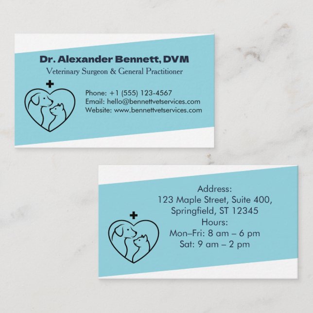 Professional Minimalist Veterinary Busines Card (Front/Back)