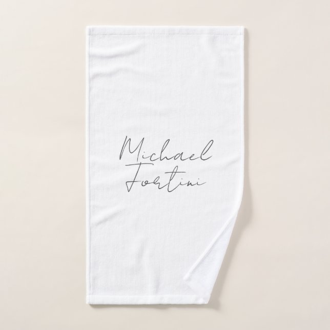 Professional minimalist white calligraphy name hand towel (Hand Towel)