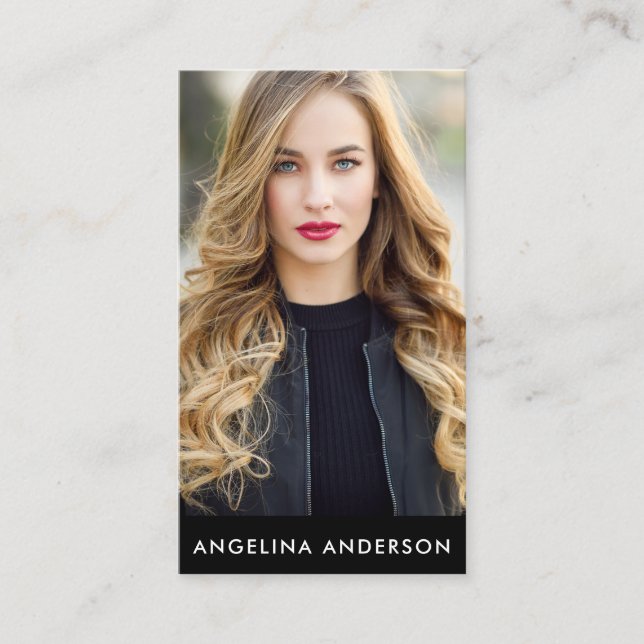 Professional Model Actor Photo Blk Business Card (Front)