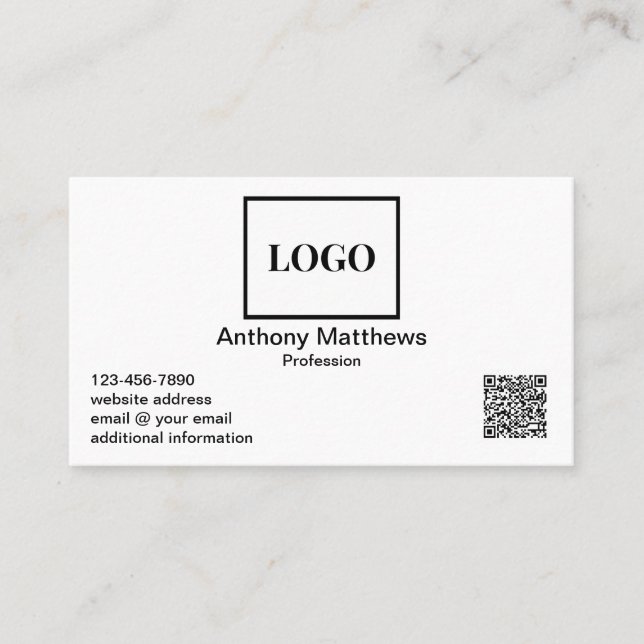 Professional Modern Add Logo and QR Code Business Card (Front)