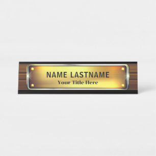 Professional Modern Black and Gold Office Desk Name Plate