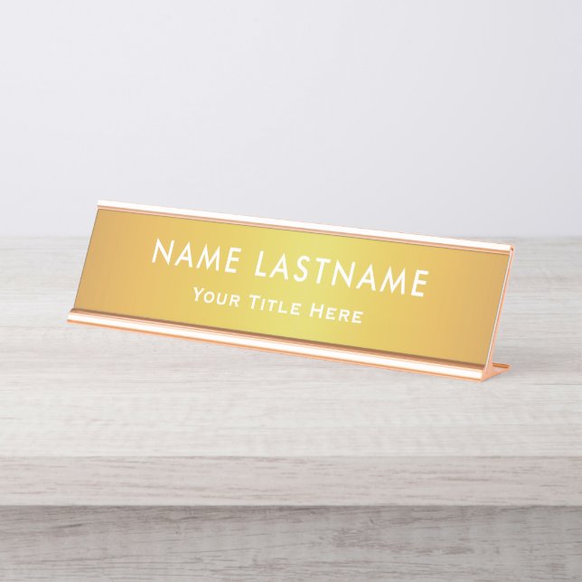 Professional Modern Black and Gold Office Desk Name Plate (Front)