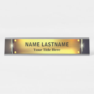 Professional Modern Black and Gold Office Desk Name Plate