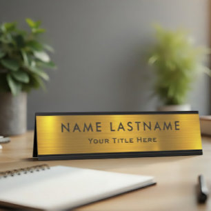 Professional Modern Black and Gold Office Desk Name Plate