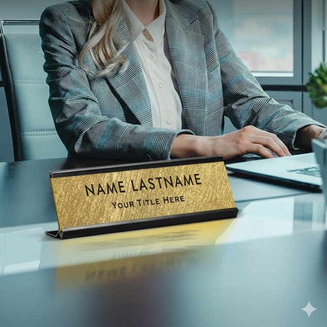 Professional Modern Black and Gold Office Desk Name Plate (Creator Uploaded)
