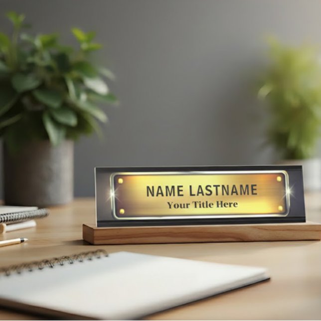 Professional Modern Black and Gold Office Desk Name Plate (Creator Uploaded)