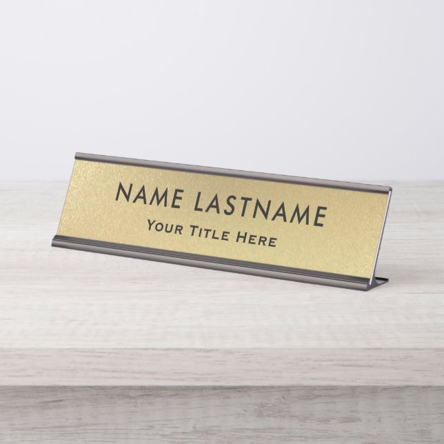 Professional Modern Black and Gold Office Desk Name Plate (Front)