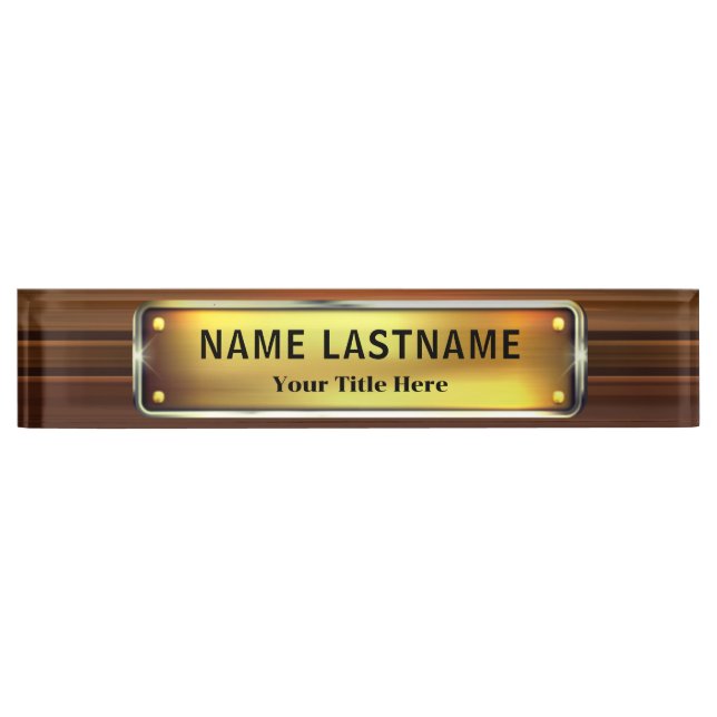 Professional Modern Black and Gold Office Nameplate (Front)