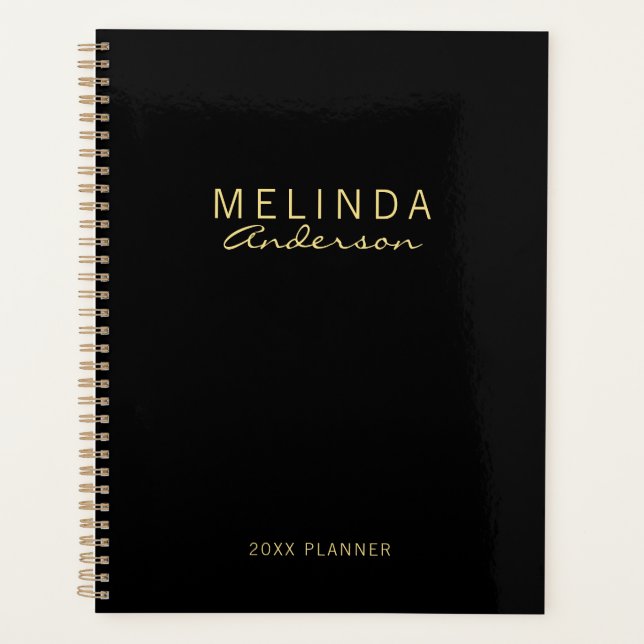 Professional Modern Black and Gold Planner (Front)