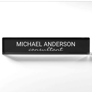 Professional Modern Black and White Nameplate