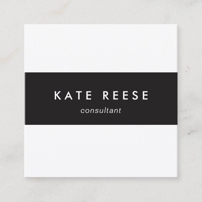 Professional Modern Black and White Striped Square Business Card (Front)
