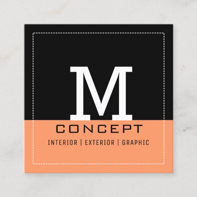 Professional Modern Black Atomic Monogram Square Business Card (Front)