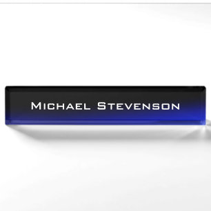 Professional Modern Black Blue Business Nameplate