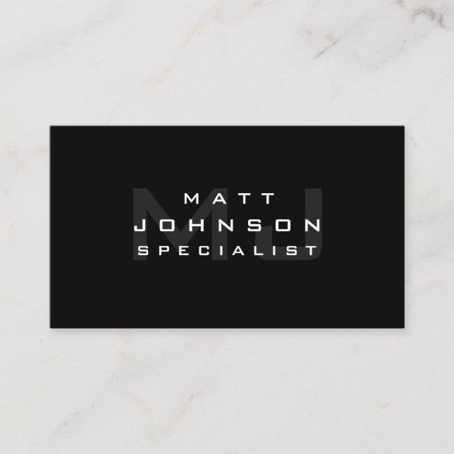 Professional Modern Black Business Card (Front)