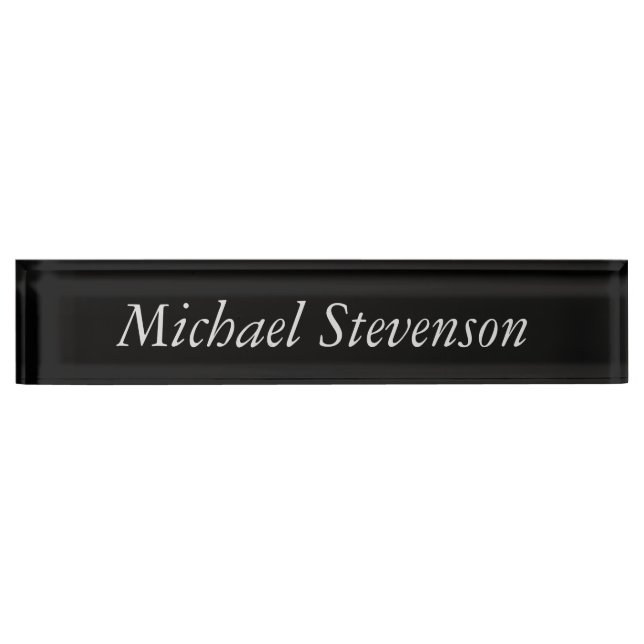 Professional Modern Black Business Desk Nameplate (Front)