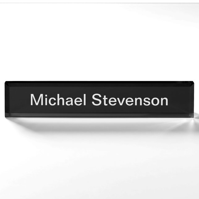Professional Modern Black Business Desk Nameplate (Front)