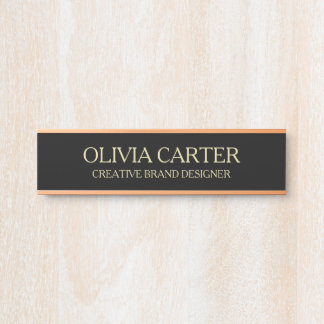 Professional Modern Black Gold Office Name Title Door Sign