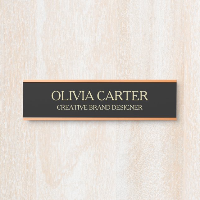 Professional Modern Black Gold Office Name Title Door Sign (Front)