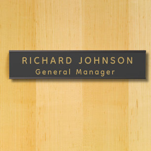 Professional Modern Black Gold Office Name Title Door Sign