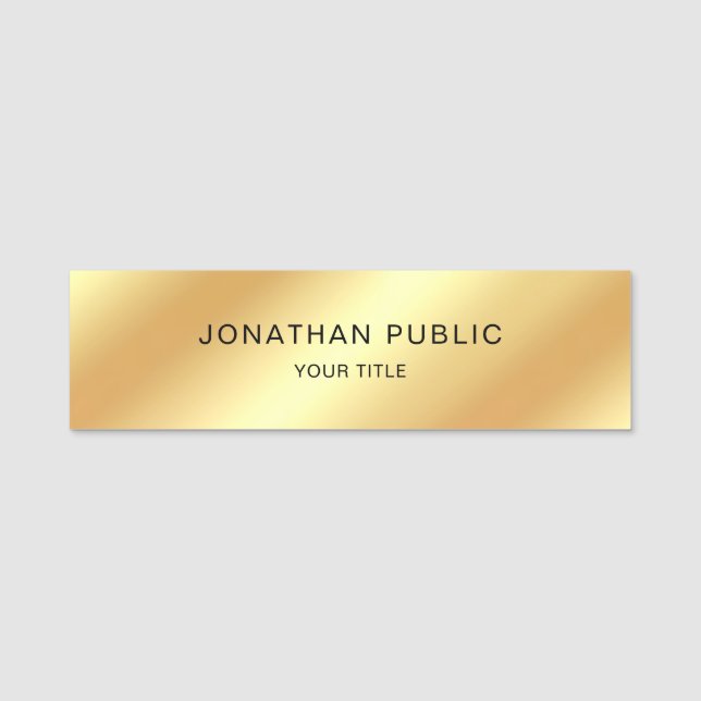 Professional Modern Black Gold Template Elegant Name Tag (Front)