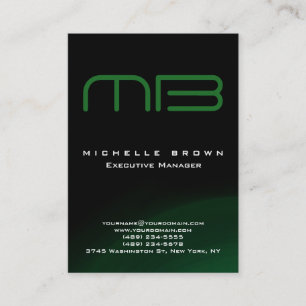 Professional Modern Black Green Monogram Business Card