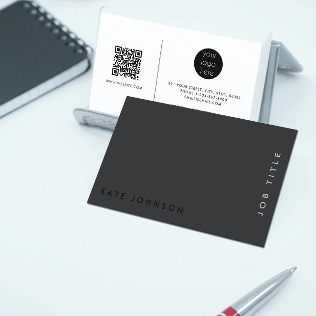 Professional Modern Black Minimalist QR Code Logo Business Card (Professional Modern Black Minimalist QR Code Logo Business Card)