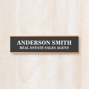 Professional Modern Black white Office Name Title  Door Sign