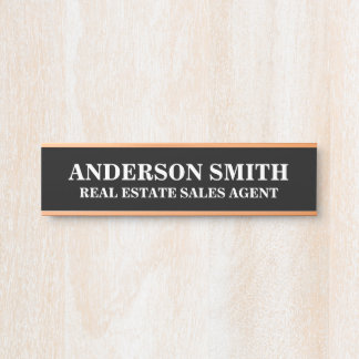 Professional Modern Black white Office Name Title  Door Sign