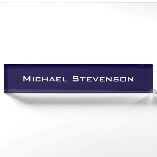 Professional Modern Blue Business Desk Nameplate (Front)