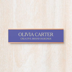 Professional Modern blue Gold Office Name Title Door Sign
