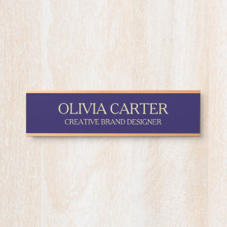 Professional Modern blue Gold Office Name Title Door Sign