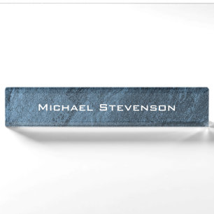 Professional Modern Blue Minimalist Plain Nameplate