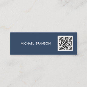 Professional Modern blue Minimalist QR CODE Mini Business Card