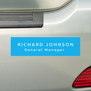 Professional Modern Blue White Office Name Title Bumper Sticker