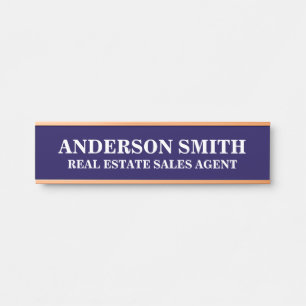 Professional Modern blue white Office Name Title Door Sign