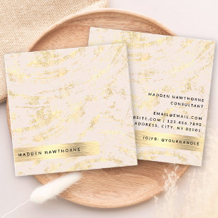 Professional Modern Blush Pink Faux Gold Foil Chic Square Business Card