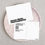 Professional Modern Bold Typography QR Code Postcard<br><div class="desc">Chic and clean with simple name front with large bold black font on white background.</div>