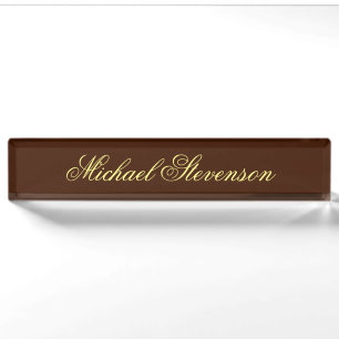 Professional Modern Brown Business Desk Nameplate