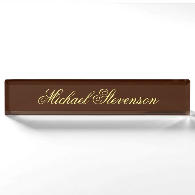 Professional Modern Brown Business Desk Nameplate (Front)