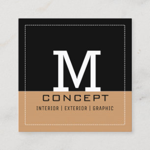 Professional Modern Brown Yellow Monogram Square Business Card