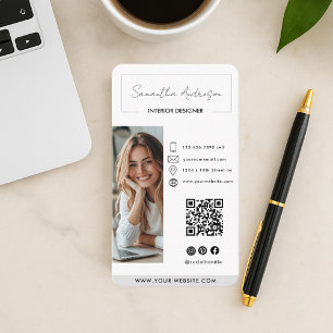Professional Modern Business Card with Photo & QR 