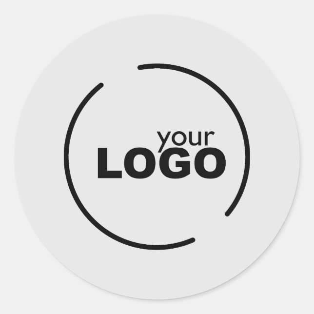 Professional Modern Business Logo Gray Classic Round Sticker (Front)