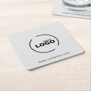 Professional Modern Business Logo Gray Square Paper Coaster
