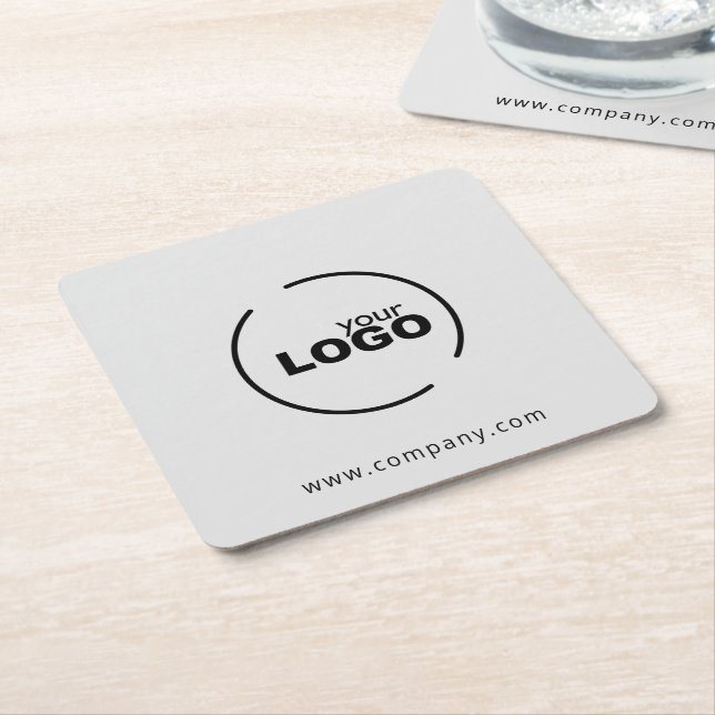 Professional Modern Business Logo Gray Square Paper Coaster (Angled)