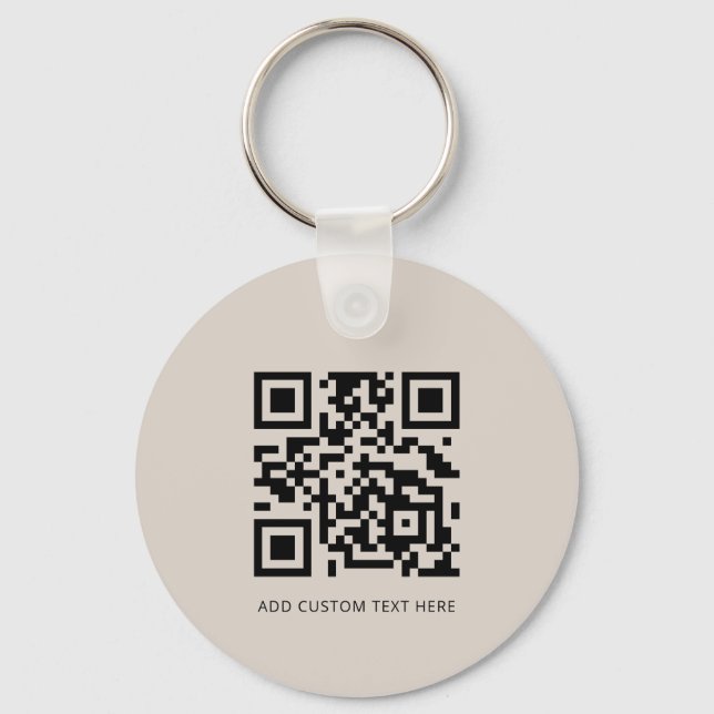 Professional Modern Business Logo QR Code Beige Keychain (Back)